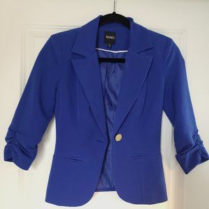 Royal Blue XOXO XS Boyfriend Ruched Blazer with Gold Accents